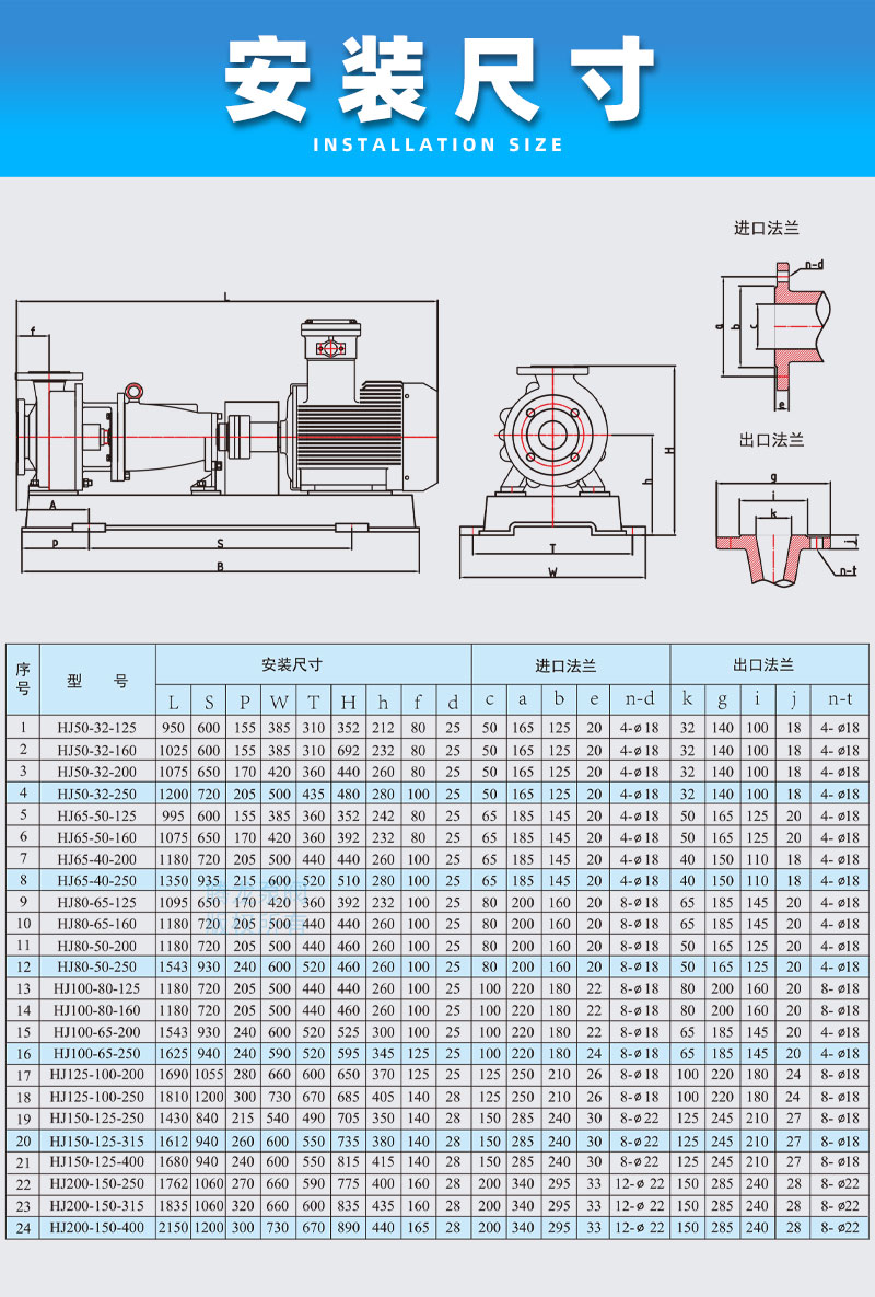 不锈钢碱液离心泵安装尺寸