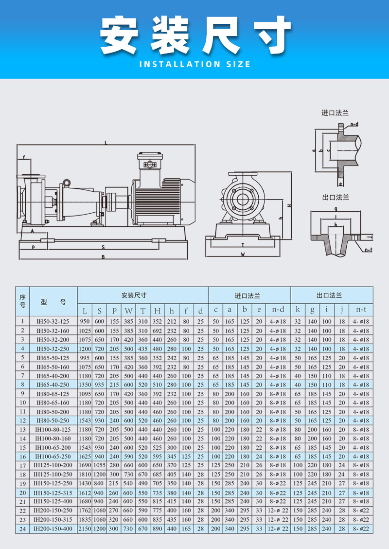 氟塑料离心泵安装尺寸